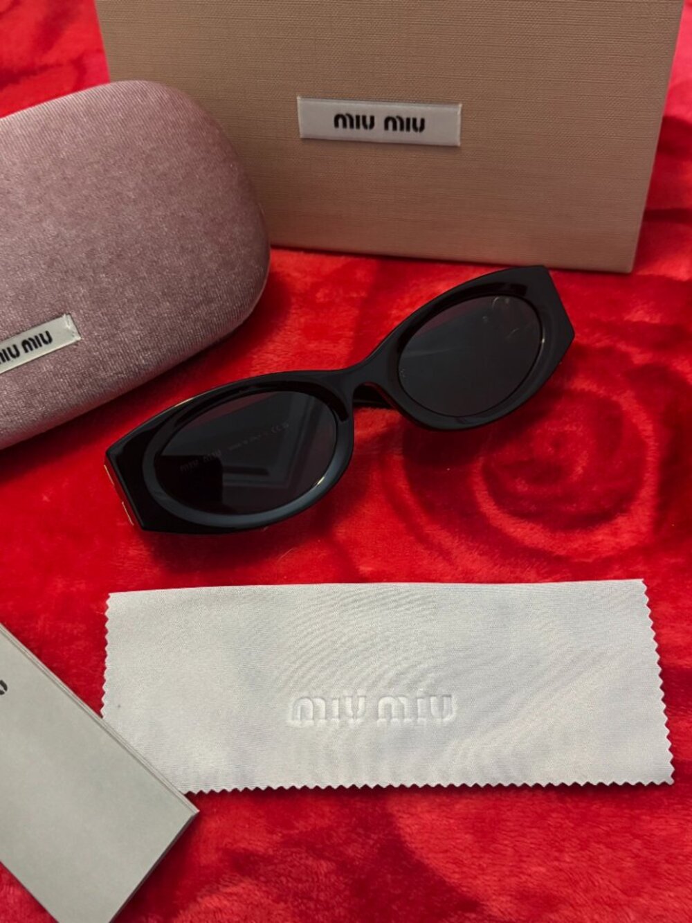 Miu Miu Black Cat Eye Logo Sunglasses Full Accessories